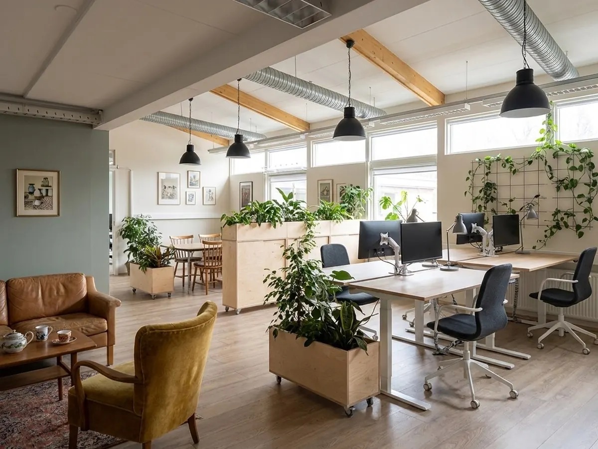 Desks and lounge area at Kapellan