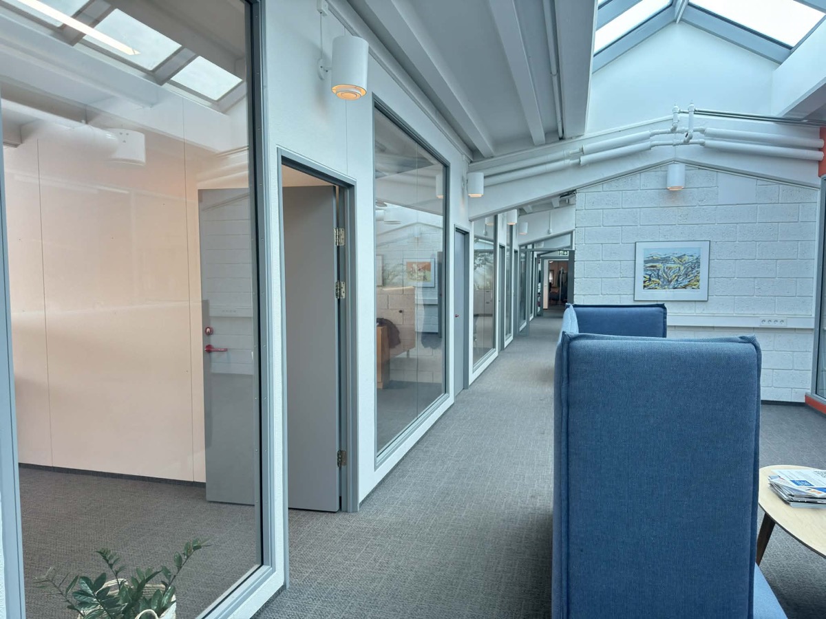 A corridor of offices at Tæknisetur